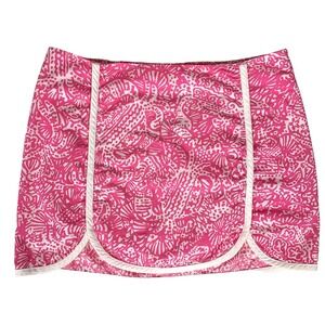 Lilly Pulitzer Cala Skort scalloped hemline Hotty pink print sz 0 cotton